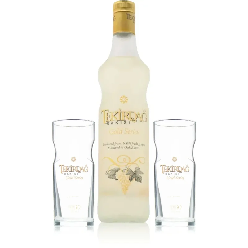 Tekirdag gold mit 2 Tekirdag gold Gläsern