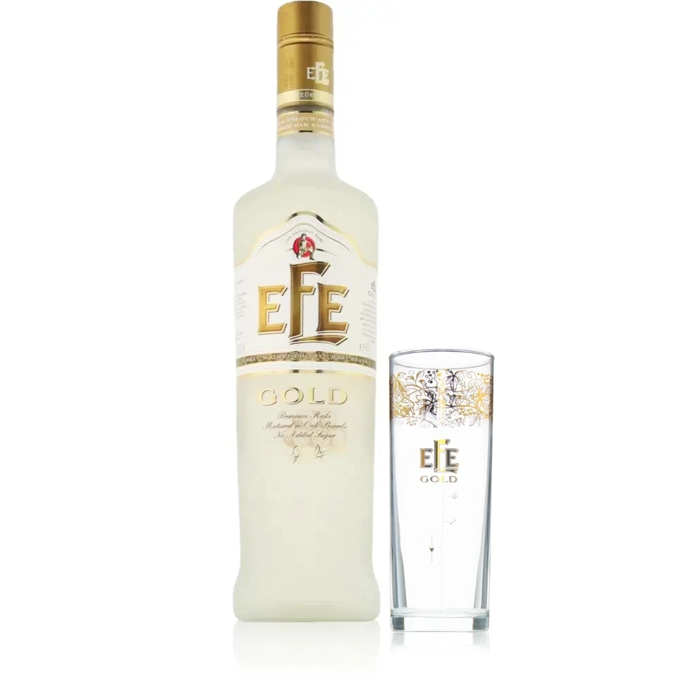 Efe Gold Raki mit 1 Glas Efe gold Raki mit Glas