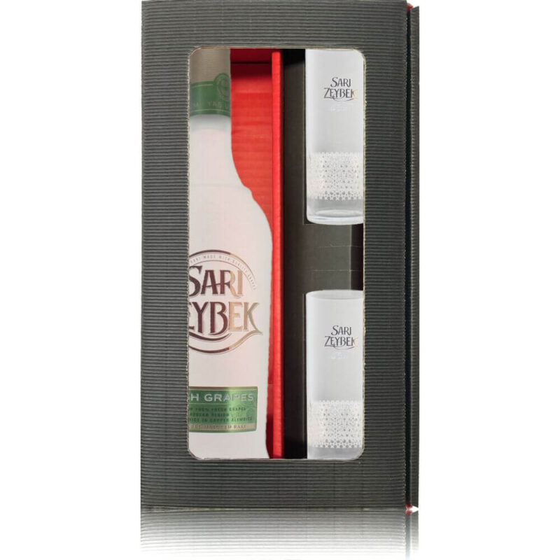 Geschenkbox Efe Sari Zeybek fresh grape mit 2 Gläsern