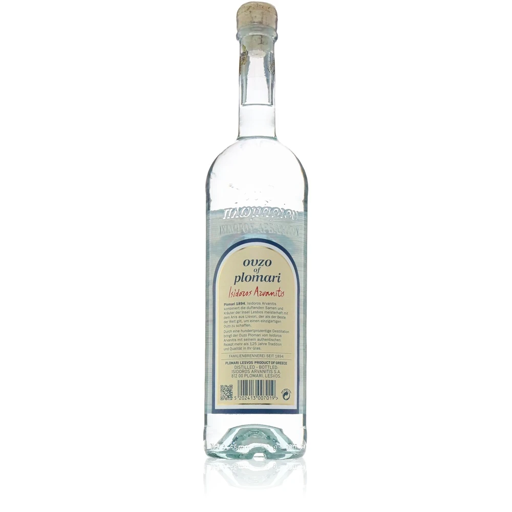 Ouzo Plomari 0,7l Ouzo Plomari 0,7l Rückseite