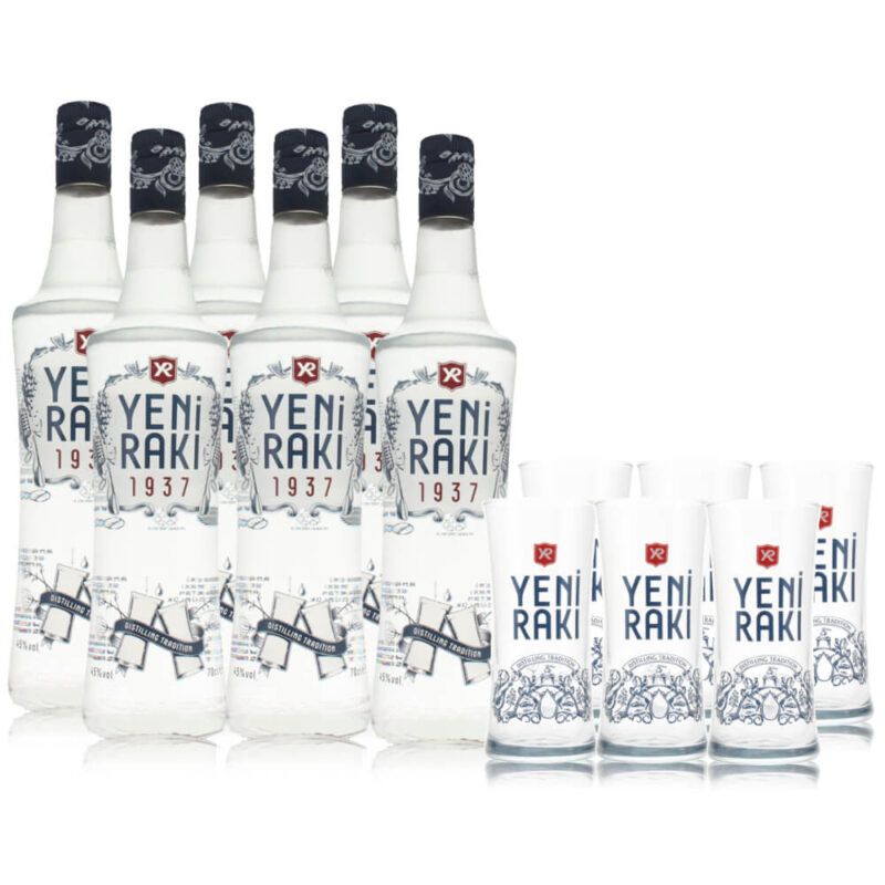 Yeni Raki Angebot 6 x Yeni Raki 0,7l mit 6 Yeni Raki Gläsern