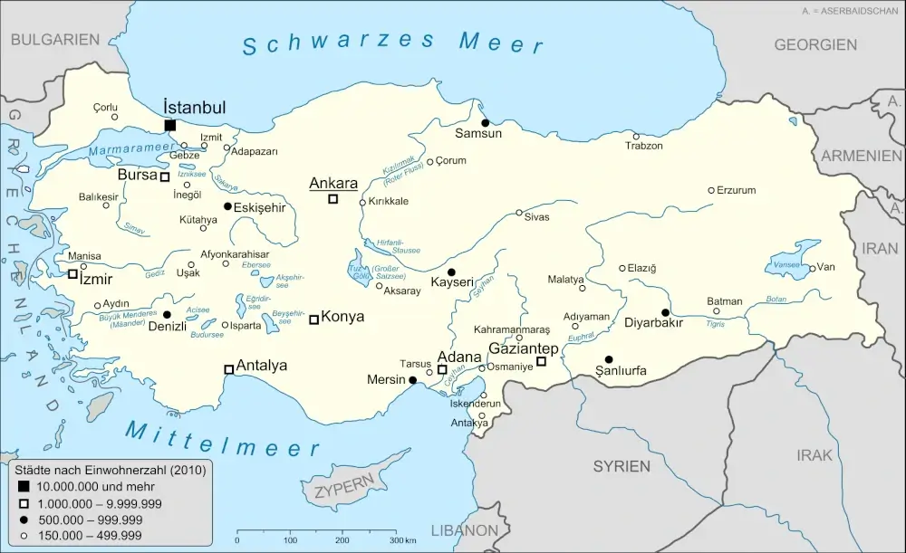 Türkischer Wein Karte der Türkei