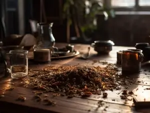 Türkische Teeblätter auf einem Tisch