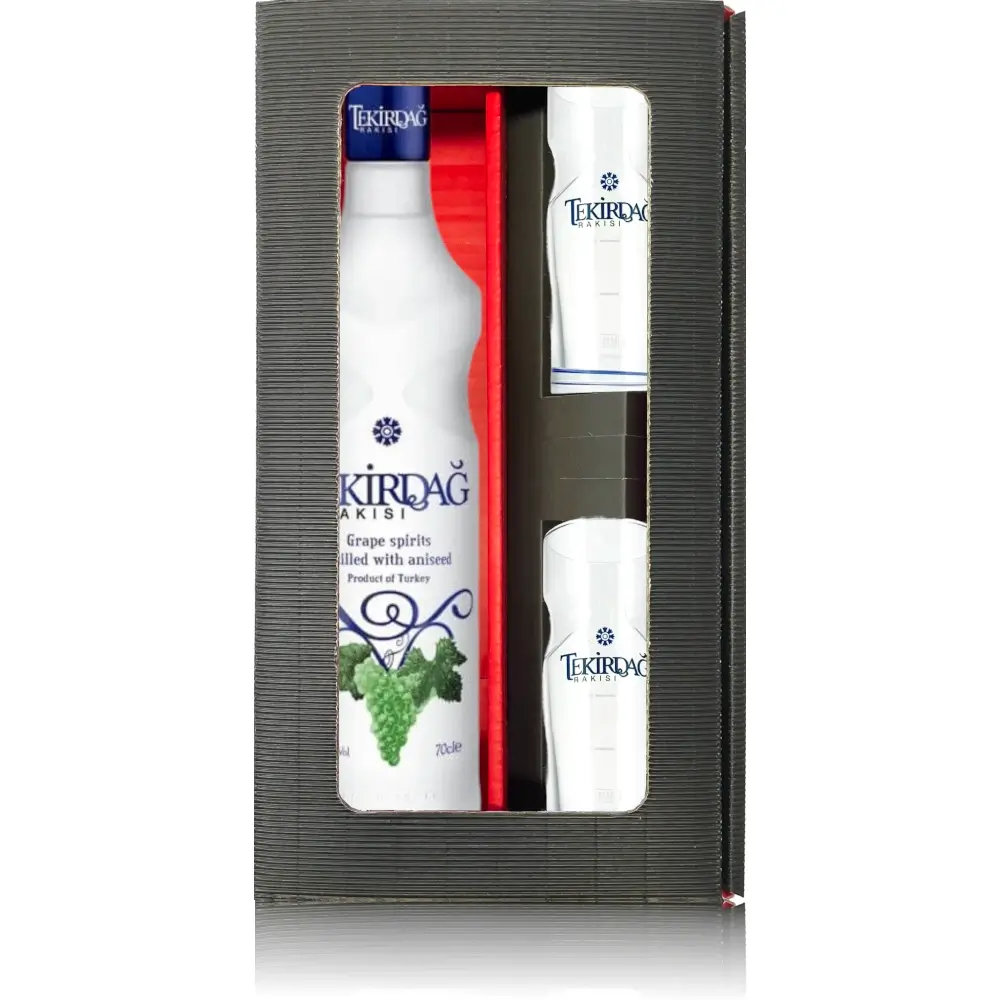 Geschenkbox Tekirdag Raki mit 2 Gläsern Geschenkbox Tekirdag Raki mit 2 Gläsern