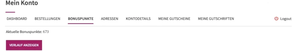 Mein Konto Bonuspunkte