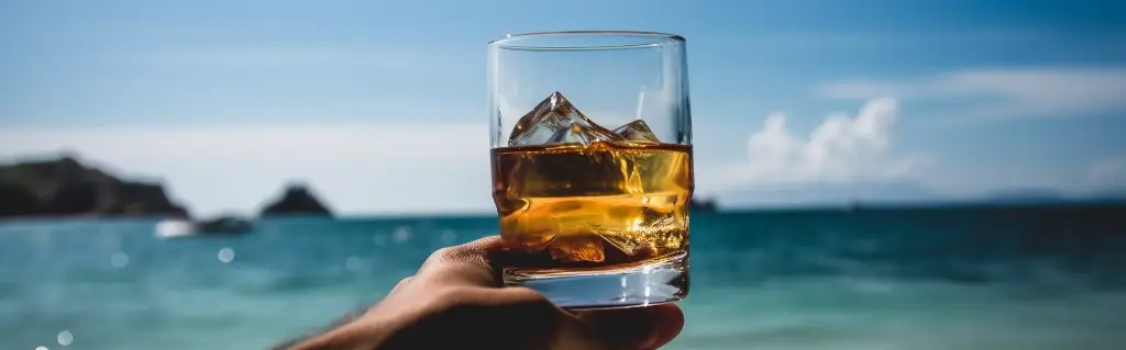 Ein glas Rum in der Karibik