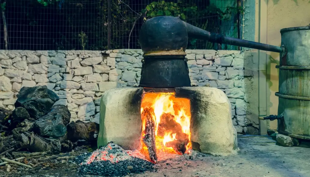 Ouzo Destillation in Griechenland