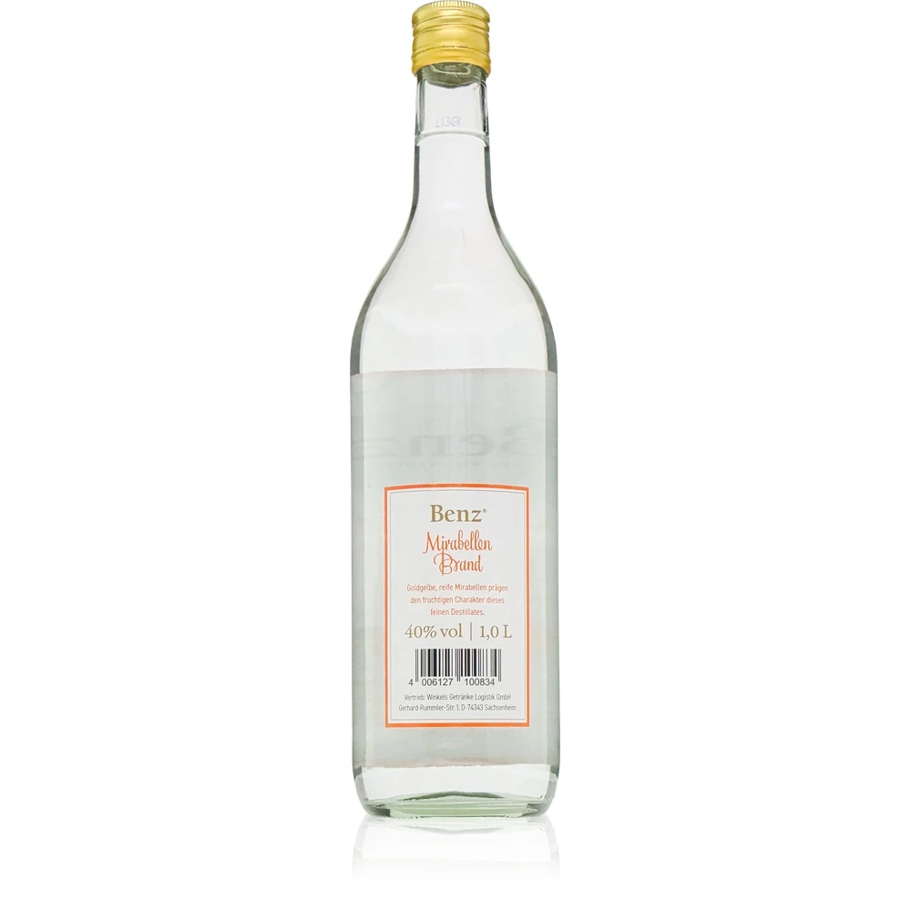 Benz Mirabellenwasser 1L Benz Mirabellenwasser 1L Rückseite