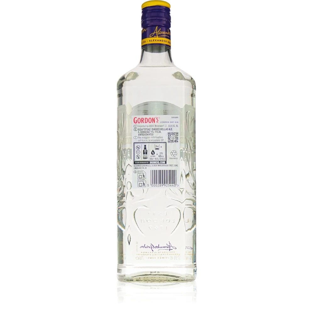 Gordons Dry Gin 0,7l Gordons London dry gin Rückseite