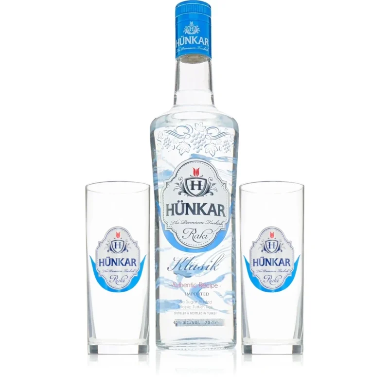 Hünkar Raki Klasik mit 2 Gläsern