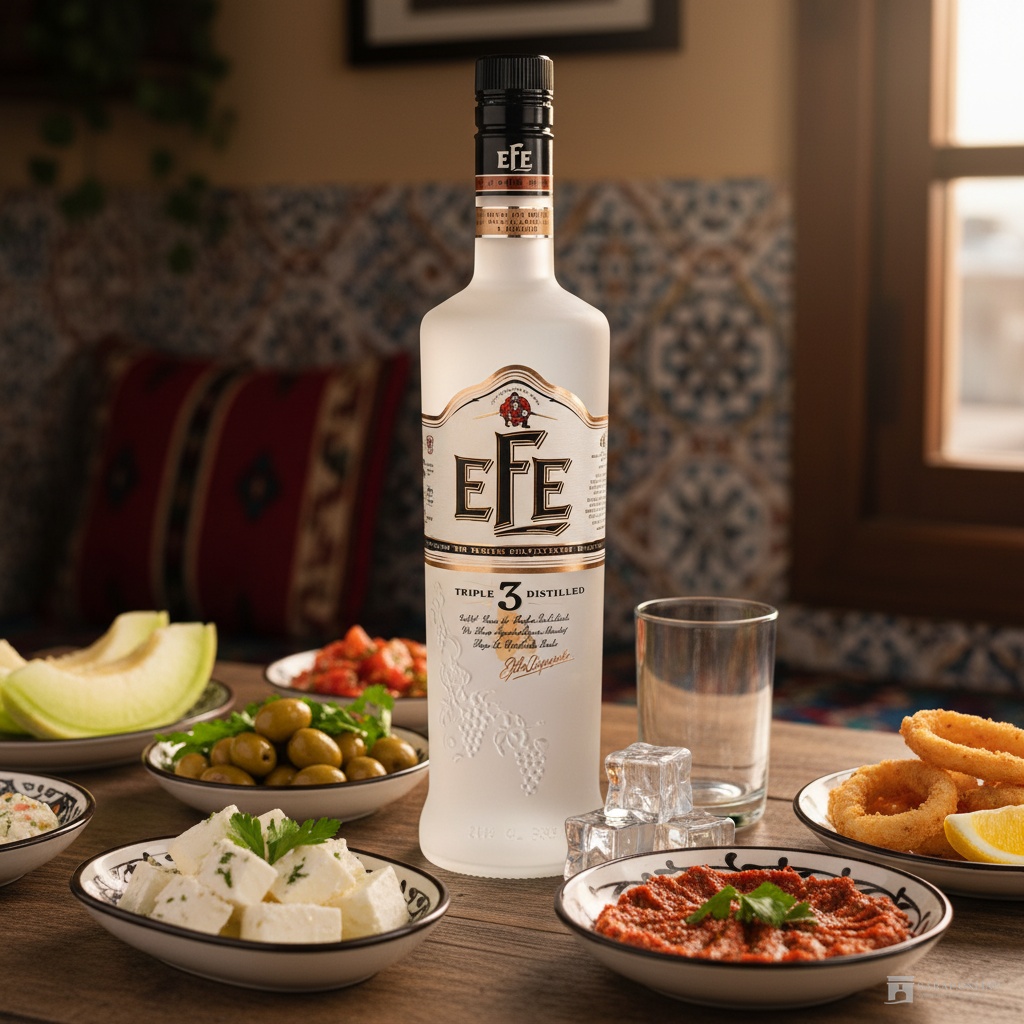 Efe Triple Raki mit 2 Efe triple Gläsern Efe triple Raki mit 2 Efe triple Gläsern Galeriebild