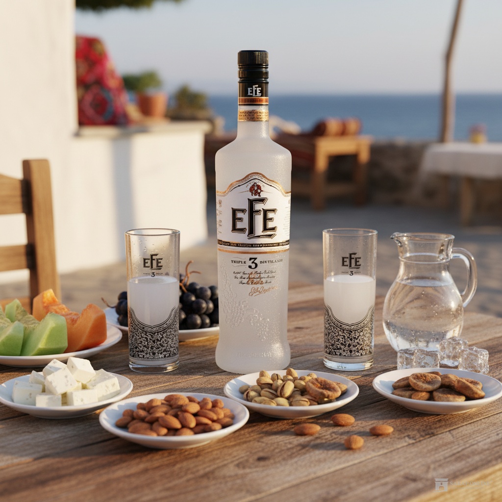 Efe Triple Raki mit 2 Efe triple Gläsern Efe triple Raki mit 2 Efe triple Gläsern Galeriebild
