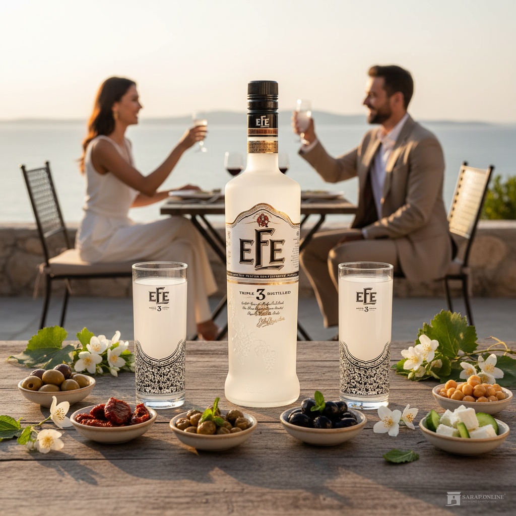 Efe Triple Raki mit 2 Efe triple Gläsern Efe triple Raki mit 2 Efe triple Gläsern Galeriebild