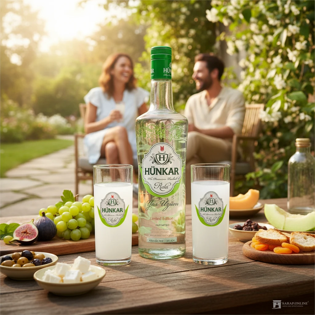 Hünkar Raki Yaz Üzüm mit 2 Gläsern Hünkar Raki Yas Üzüm mit 2 Gläsern Galeriebild