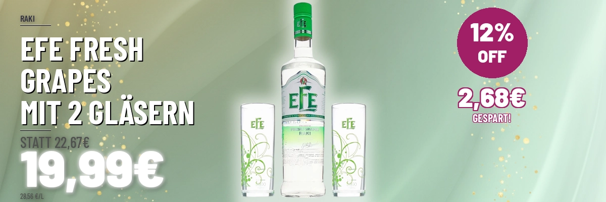 Efe Fresh Grapes Raki mit 2 Gläsern